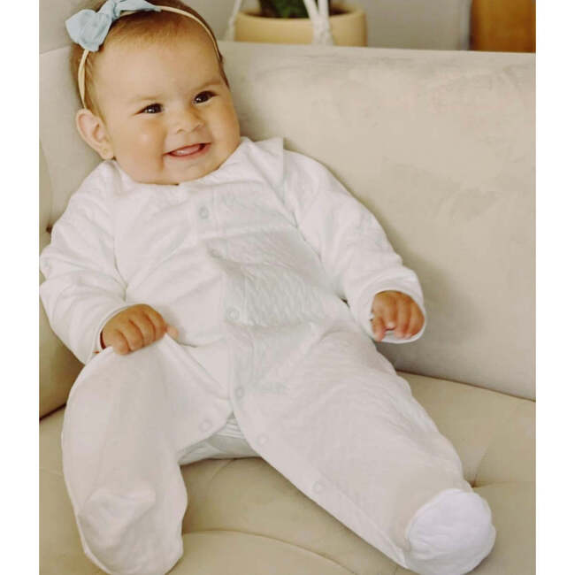 White Zippered Sleep n Play Jacquard Cotton
