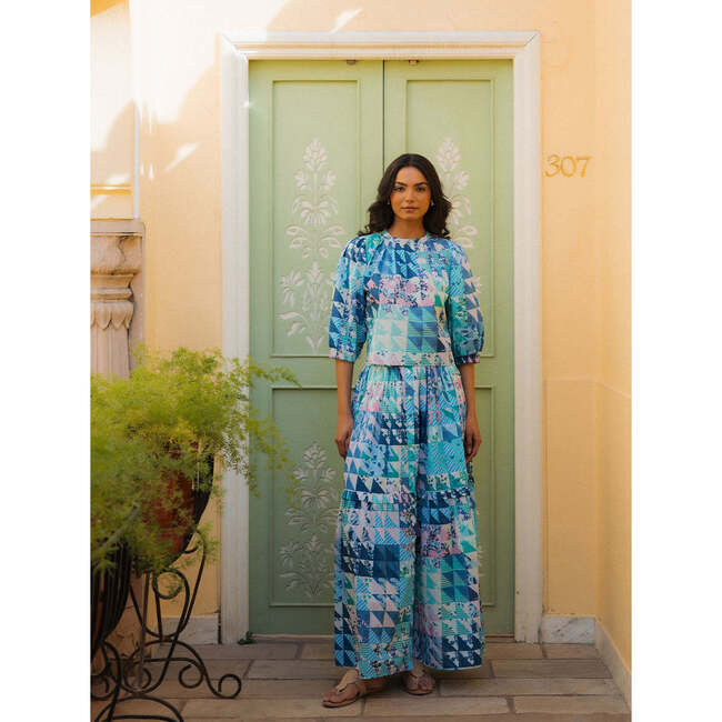 Mimi Skirt, Green & Blue Geo